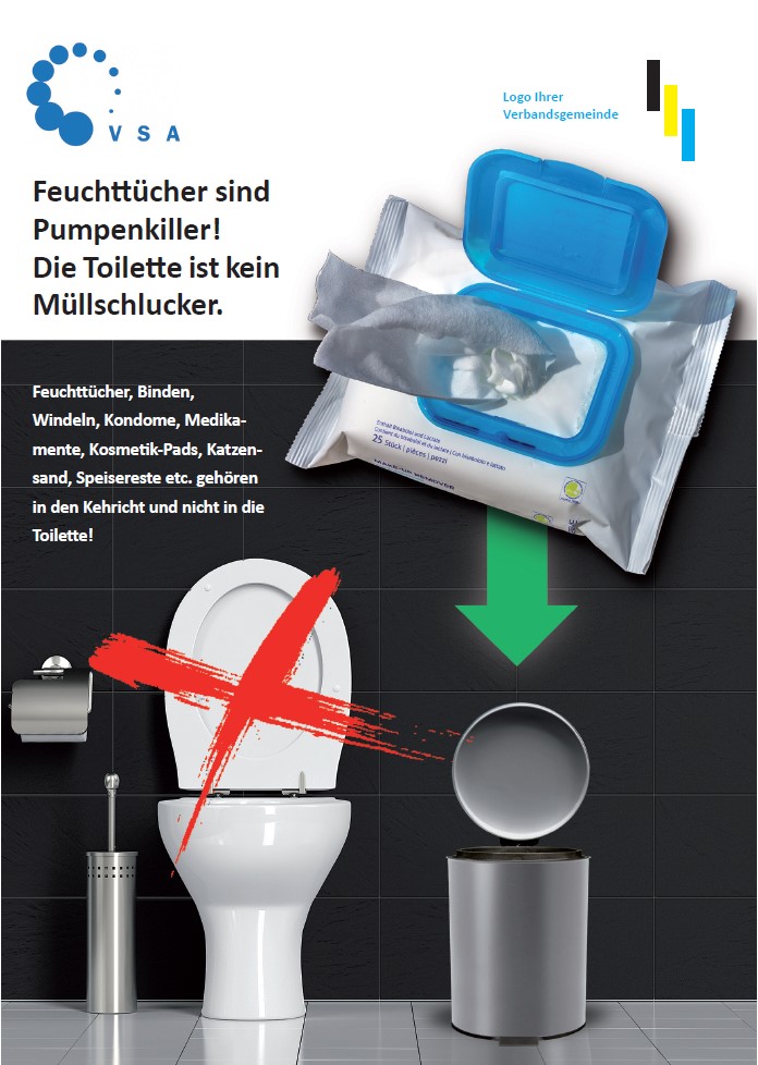 Flyer mit Logo: Die Toilette ist kein Müllschlucker